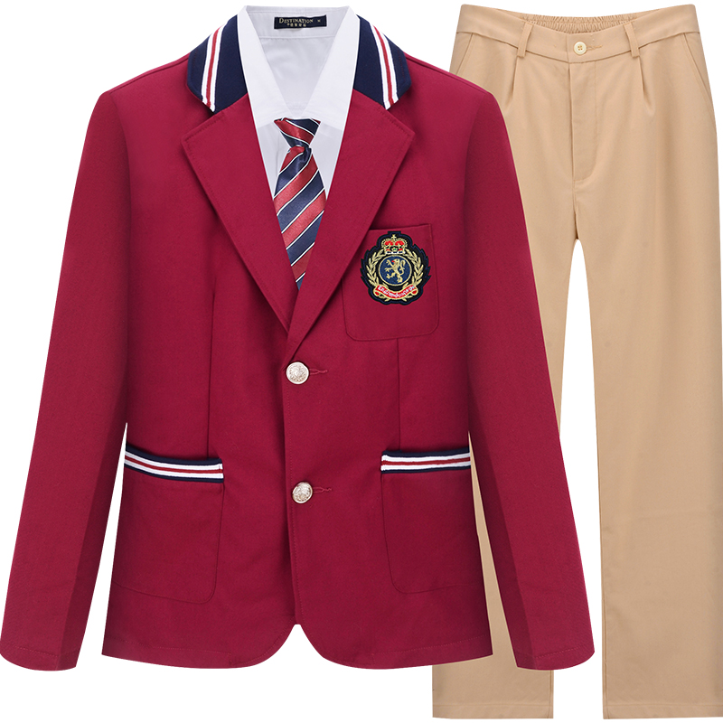 G15学院风初中高中五件套外套+衬衫+长裤+裙校服班服 (3)